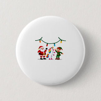 Dabbing Santa Elf Unicorn Christmas Kids Boys Men  Button