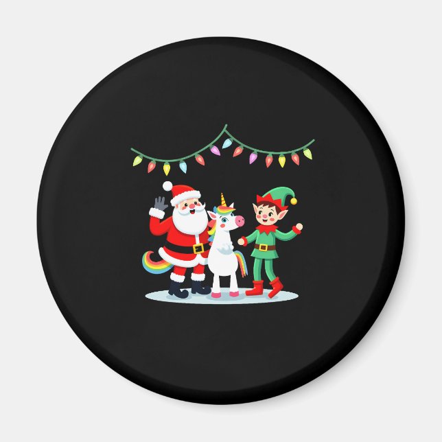 Dabbing Santa Elf Unicorn Christmas Kids Boys Men  Magnet (Vorne)