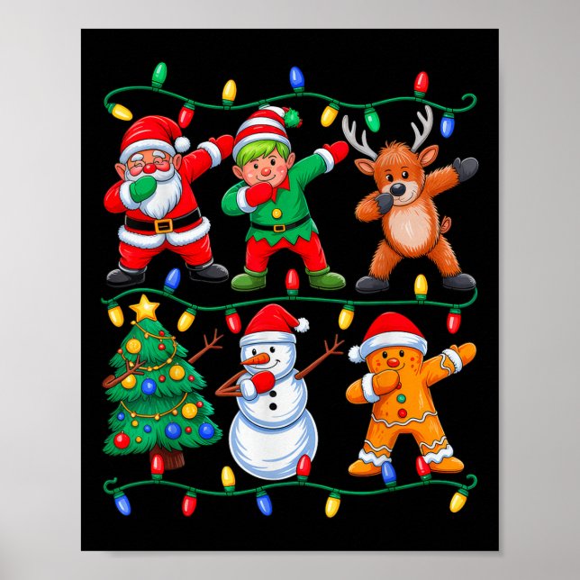 Dabbing Santa Elf Xmas Pjs Christmas Men Girl Yout Poster (Vorne)