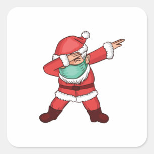 Dabbing Santa Face Quadratischer Aufkleber