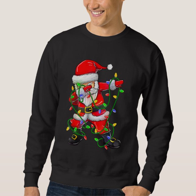 Dabbing Santa  For Boys Girls Christmas Tree Light Sweatshirt (Vorderseite)