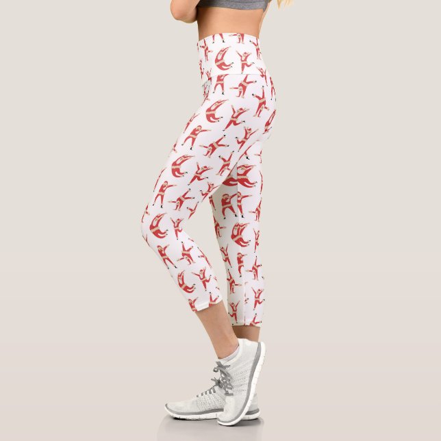 Dabbing Santa Fun Weihnachtsmuster Capri Leggings (Links)