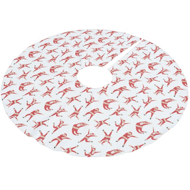 Dabbing Santa Fun Weihnachtsmuster Polyester Weihnachtsbaumdecke (Schrägansicht)