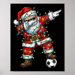 Dabbing Santa Fußball Weihnachts-Pyjama Jungen Kin Poster