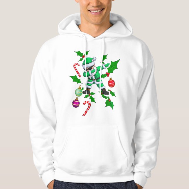 Dabbing Santa- Green & White Christmas Design  Hoodie (Vorderseite)