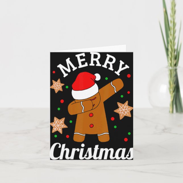 Dabbing Santa Hat Gingerbread Man Xmas For Girls T Karte (Vorderseite)