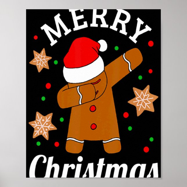 Dabbing Santa Hat Gingerbread Man Xmas For Girls T Poster (Vorne)