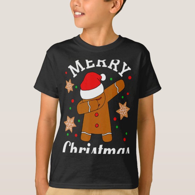 Dabbing Santa Hat Gingerbread Man Xmas For Girls T T-Shirt (Vorderseite)