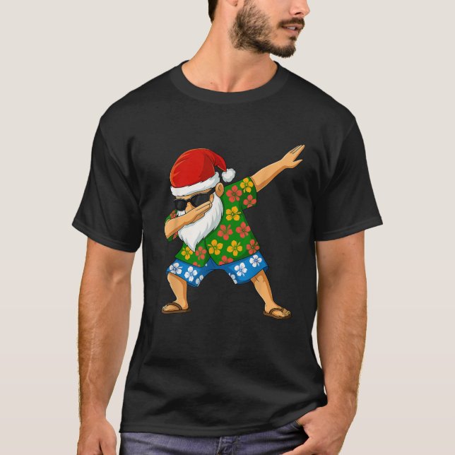 Dabbing Santa Hawaiian Beach Outfit Summer Christm T-Shirt (Vorderseite)