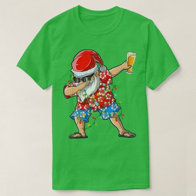 Dabbing Santa Hawaiian Xmas Beer T T-Shirt (Design vorne)