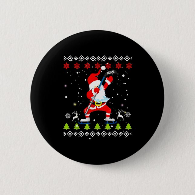 Dabbing Santa Hockey Ugly Christmas Sweater Xmas  Button (Vorderseite)