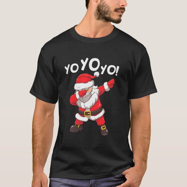 Dabbing Santa im Angesicht Maske Yo Yo Yo Yo Funny T-Shirt (Vorderseite)