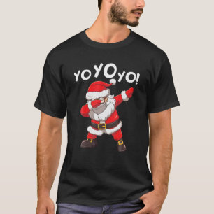 Dabbing Santa In Face Mask Yo Yo Yo Funny Christma T-Shirt