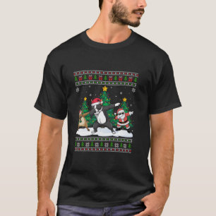 Dabbing Santa Reindeer Boston Terrier Tree Lights T-Shirt