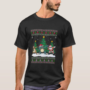 Dabbing Santa Reindeer Frosch Tree Lights Ugly Xma T-Shirt