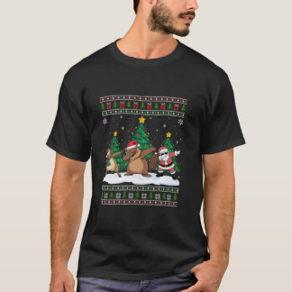 Dabbing Santa Rentier Biber Tree Lights Ugly Xma T-Shirt