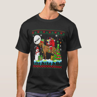 Dabbing Santa Riding Elf Goat Weihnachtsmann Bauer T-Shirt