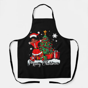 Dabbing Santa Schwarz Afroamerikanisches Mädchen W Schürze