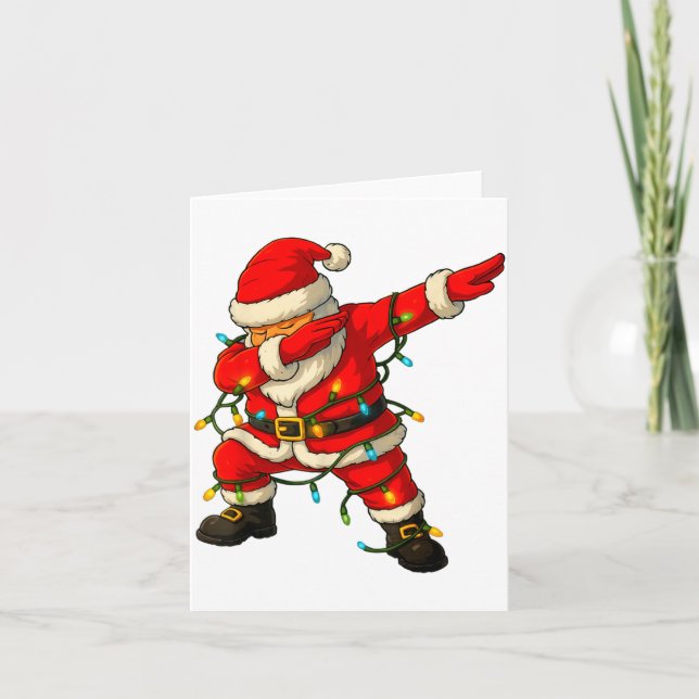Dabbing Santa Shirt Xmas Lights Girls Boys Kids Ch Karte (Vorderseite)