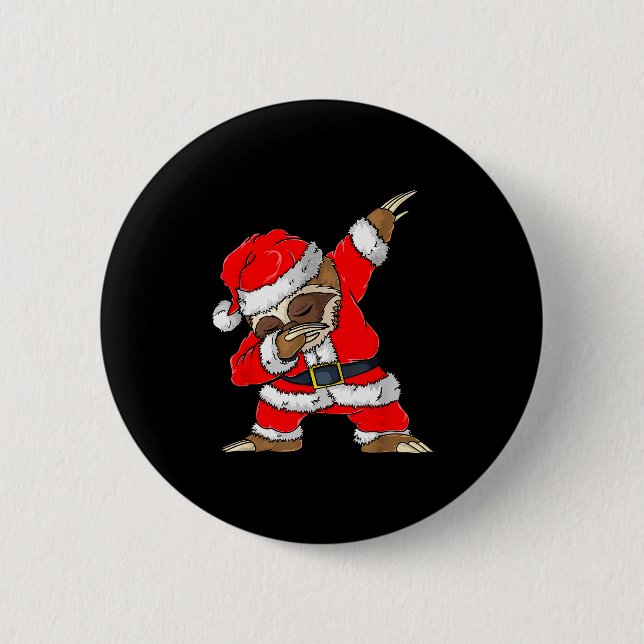 Dabbing Santa Sloth Merry Slothmas Christmas Kids  Button (Vorderseite)