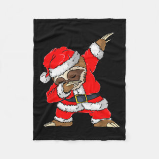 Dabbing Santa Sloth Merry Slothmas Christmas Kids  Fleecedecke