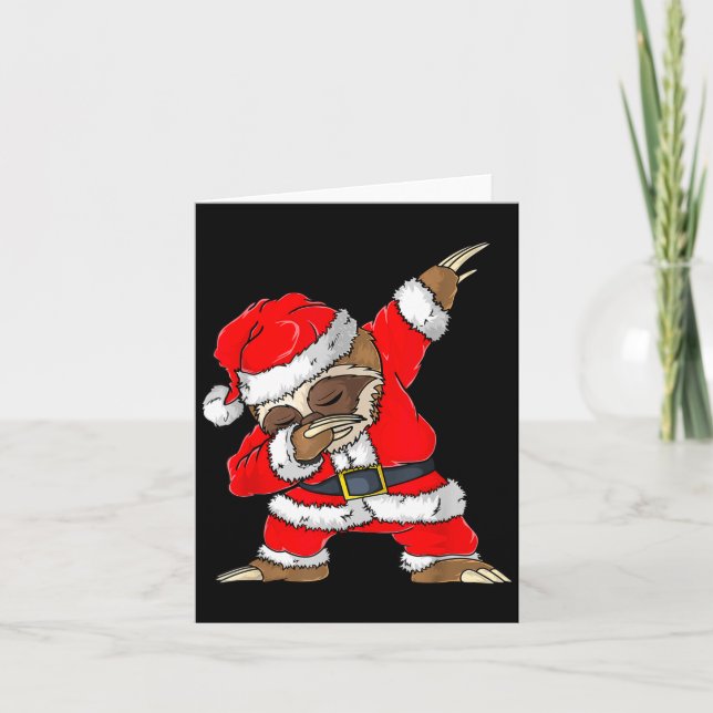 Dabbing Santa Sloth Merry Slothmas Christmas Kids  Karte (Vorderseite)