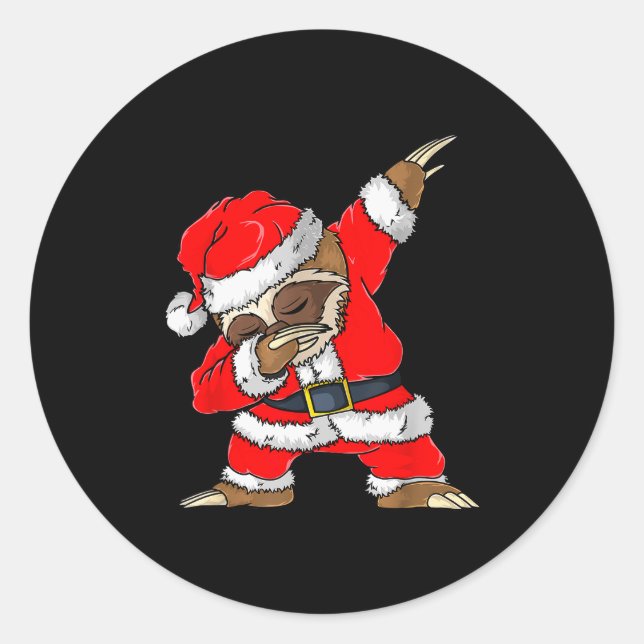 Dabbing Santa Sloth Merry Slothmas Christmas Kids  Runder Aufkleber (Vorderseite)
