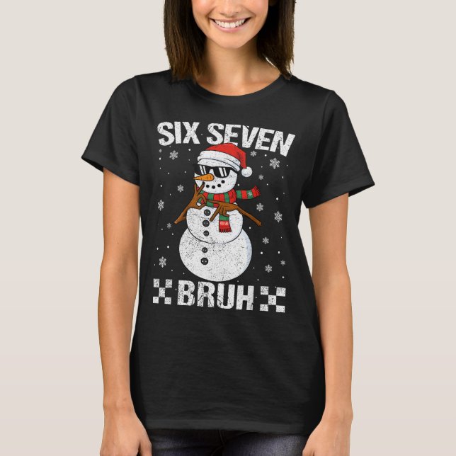 Dabbing Santa Snowman 6 7 Meme Christmas Six Seven T-Shirt (Vorderseite)