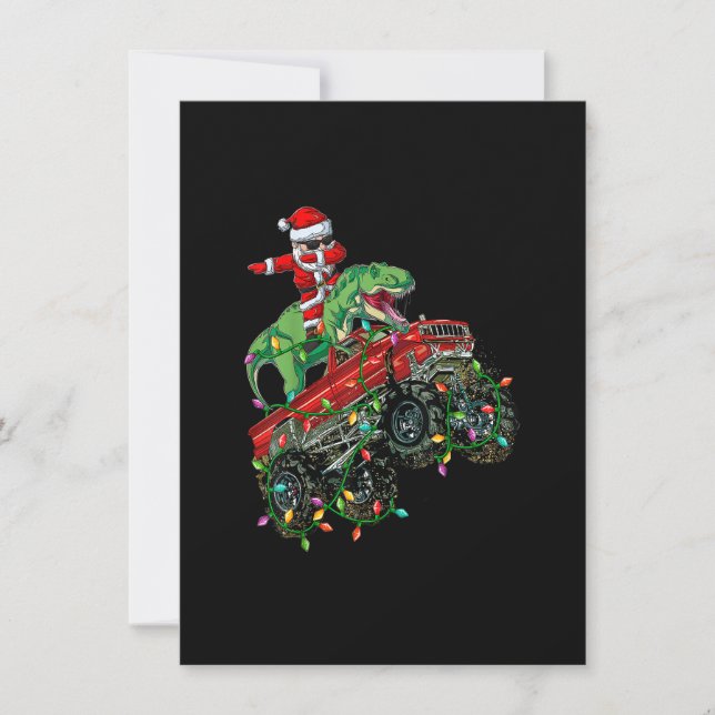 Dabbing Santa T Rex Monster Truck Weihnachtsmonste Einladung (Vorderseite)