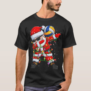 Dabbing Santa Volleyball Weihnachtsbeleuchtung Paj T-Shirt