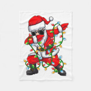 Dabbing Santa Weihnachtsbeleuchtung Mädchen Jungen Fleecedecke