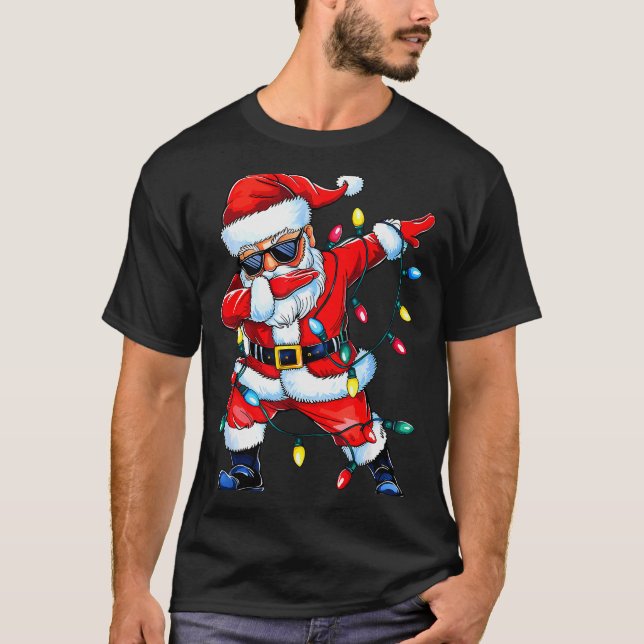 Dabbing Santa Xmas Light Girls Boys Kids Funny Chr T-Shirt (Vorderseite)