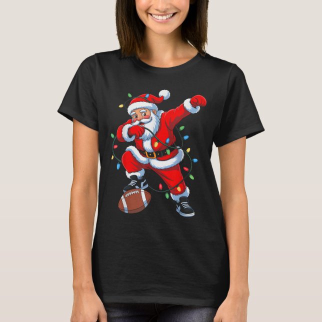 Dabbing Santa Xmas Lights Football Christmas Boys  T-Shirt (Vorderseite)