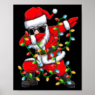 Dabbing Santa Xmas Lights Girls Boys Kinder Christ Poster