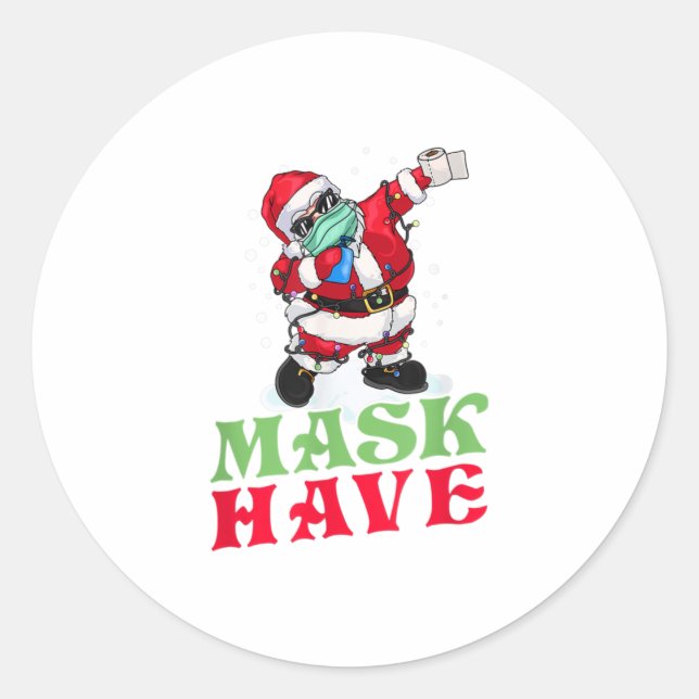Dabbing Santa XMas Tragen Maske Weihnachtsgi Runder Aufkleber (Vorderseite)