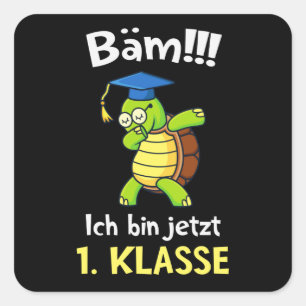 Dabbing Schildkröte 1. Klasee Schulanfang Kinder Quadratischer Aufkleber