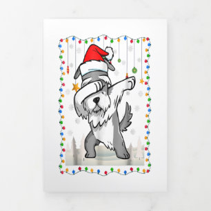 Dabbing Schnauzer Santa Light Christmas Dreifach Gefaltete Ankündigung