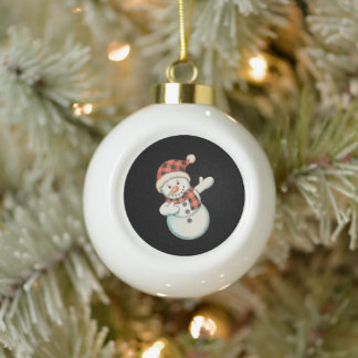 Dabbing Schneemann Holzfäller Büffel Kariert Weihn Keramik Kugel-Ornament