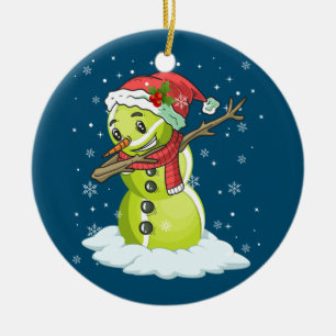 Dabbing Schneemann Tennis Ball T-Shirt Weihnachten Keramik Ornament