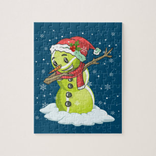 Dabbing Schneemann Tennisball Tee Weihnachten Xmas Puzzle