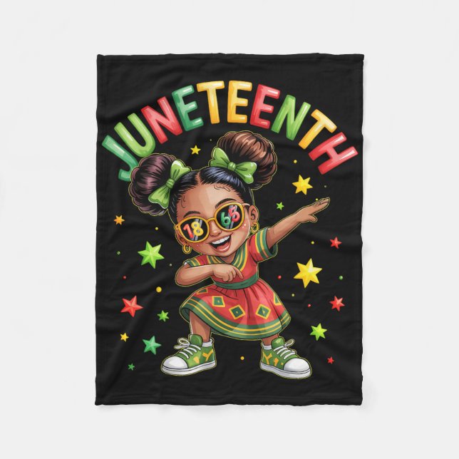 Dabbing Schwarze Mädchen Melanin Juneteenth Afrika Fleecedecke (Vorderseite)