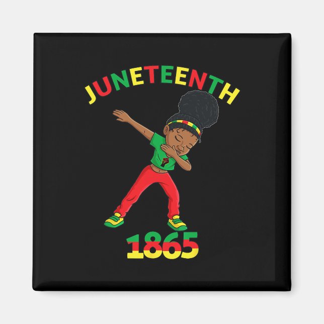 Dabbing Schwarze Prinzessin Juneteenth 1865 Braune Magnet (Vorne)