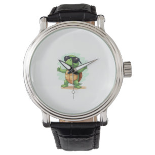 Dabbing Sea Turtle Animal Lover Rettete die Schild Armbanduhr