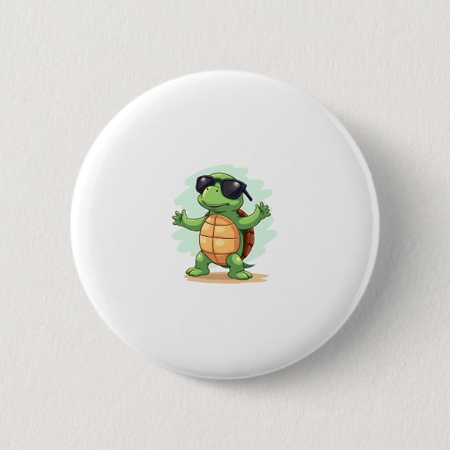 Dabbing Sea Turtle Animal Lover Rettete die Schild Button (Vorderseite)