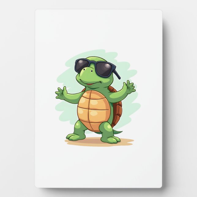 Dabbing Sea Turtle Animal Lover Rettete die Schild Fotoplatte (Vorderseite)