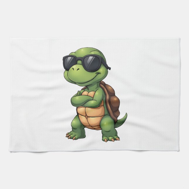 Dabbing Sea Turtle Animal Lover Rettete die Schild Geschirrtuch (Horizontal)