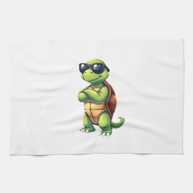 Dabbing Sea Turtle Animal Lover Rettete die Schild Geschirrtuch (Horizontal)