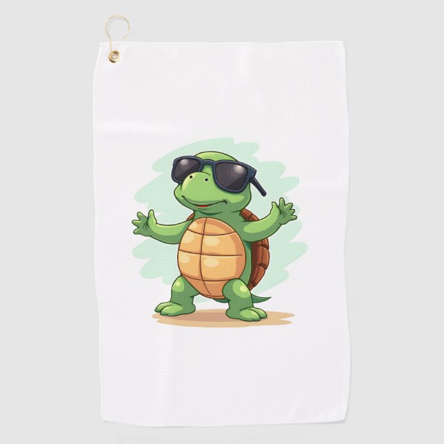 Dabbing Sea Turtle Animal Lover Rettete die Schild Golfhandtuch (Vorderseite)