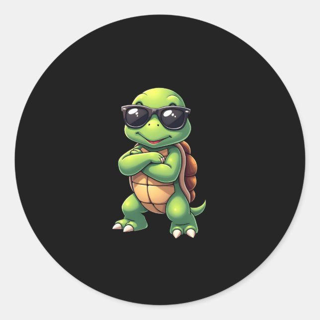 Dabbing Sea Turtle Animal Lover Rettete die Schild Runder Aufkleber (Vorderseite)