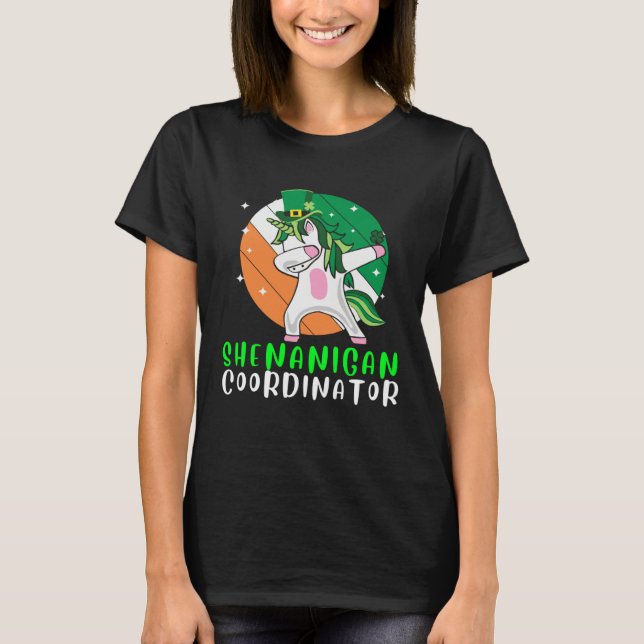 Dabbing Shamrock Shenanigans Leprechaun Unicorn Gn T-Shirt (Vorderseite)